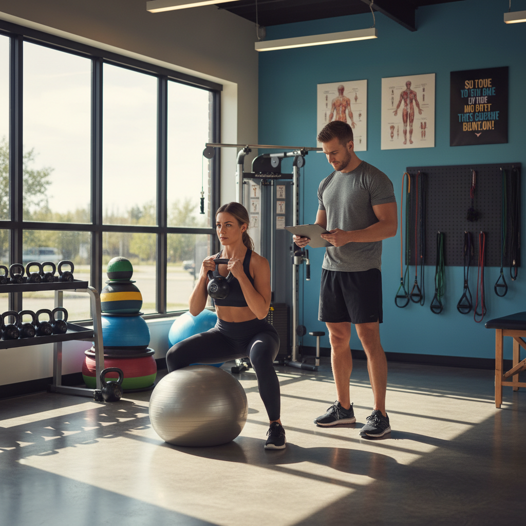 Patient working with a provider at a sports physical therapy clinic in Oakton